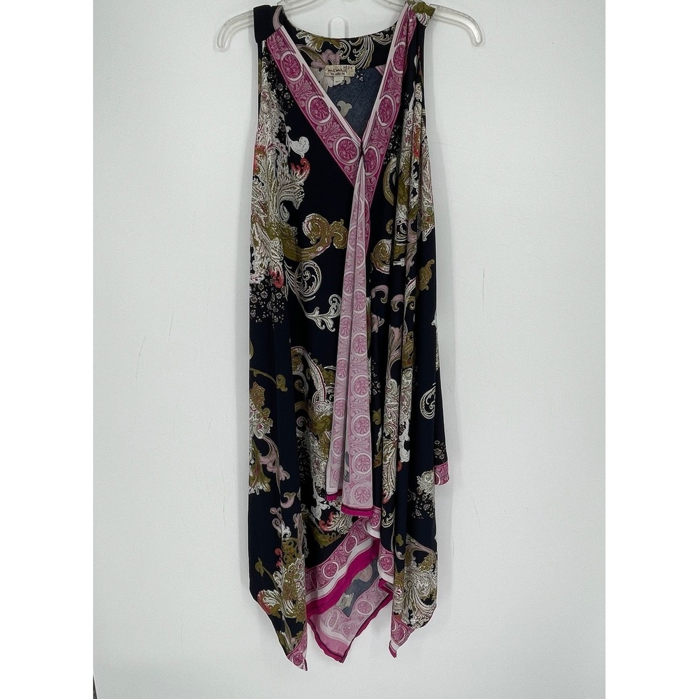 One World Women's Multi Paisley Sleeveless Handkerchief Hem Tunic Size 2X